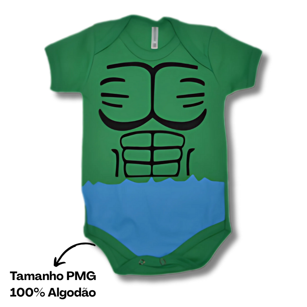 Detalhes do Body Bebê Mêsversário Temático Do Hulk Super Confortável Linha Premium