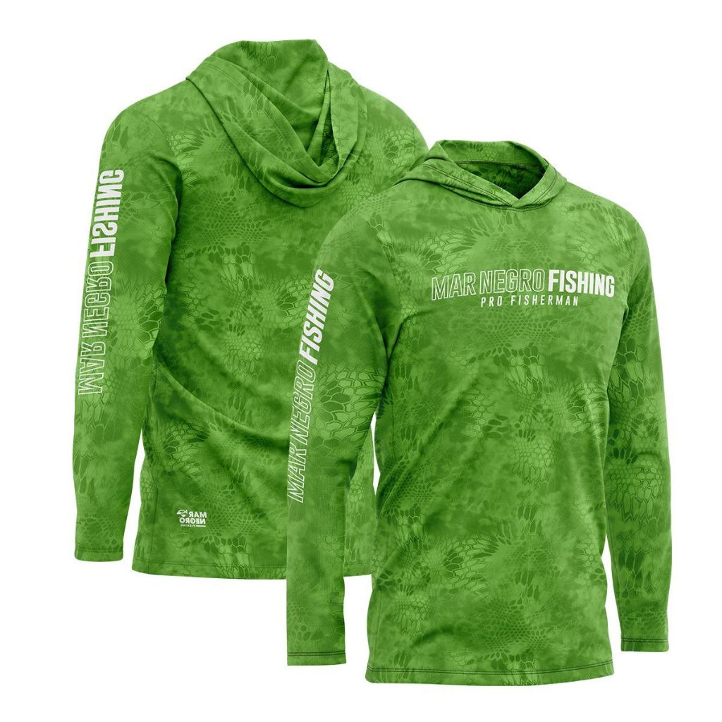 Camisa Sublimada com Capuz Proteção Solar UV Green - Mar Negro