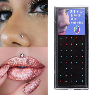 Kit Com 40 Piercing de Nariz Cristal Reto/Dobrar lindo aço inox em Oferta na Shopee