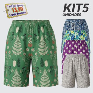 Kit 5 Bermudas de Senhora Microfibra Confortável Fresquinho Confortaveis em Oferta na Shopee