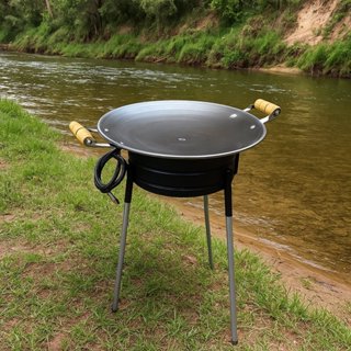 Kit Completo Tacho Disco Arado 45cm Inox Brilhoso Fácil de Lavar + Fogão Fogareiro Alta Pressão Desmontável em Oferta na Shopee