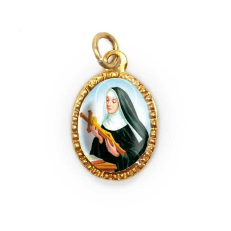Medalha de Alumínio Oval dourada Santa Rita de Cássia - 2X1,3cm