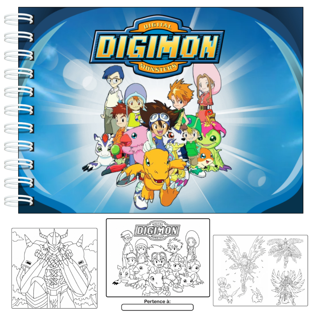 Livro de Colorir Digimon Capa Dura 50 Folhas 180g Holográfico