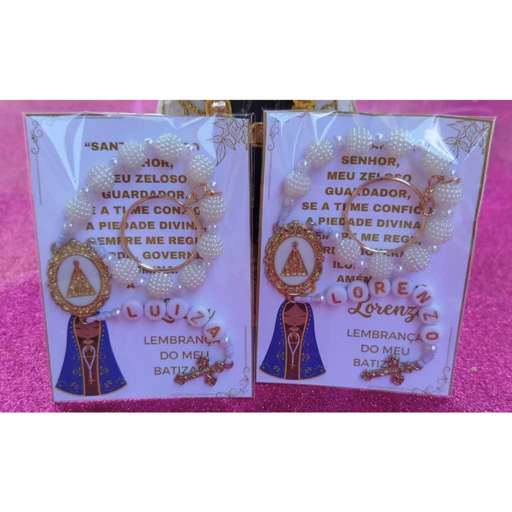 Kit lembrancinha personalizada, mini terço, Nossa Senhora, batizado, primeira eucaristia, crisma