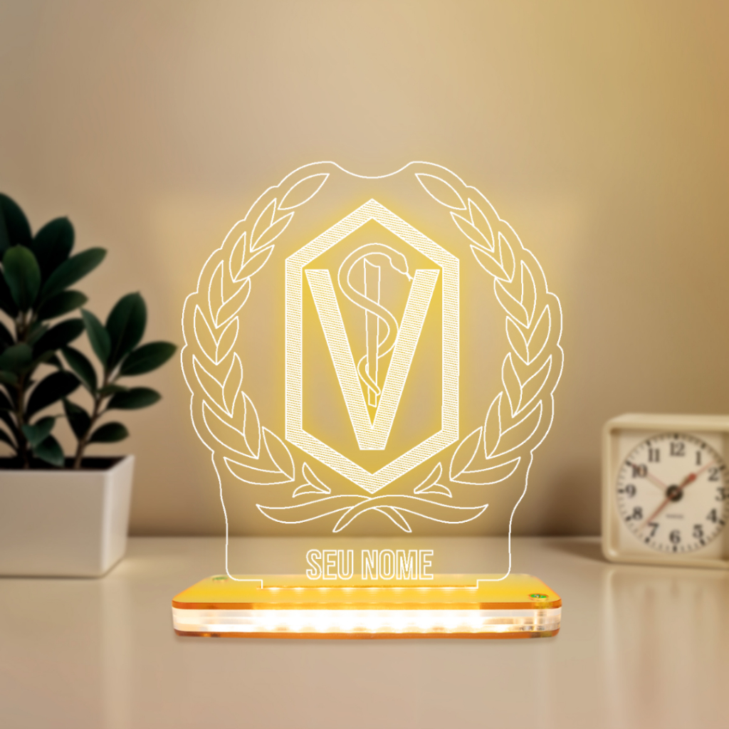 Luminária LED 3D de Mesa/Luz Noturna Presente Criativo/Decoração-Veterinário, Personalizável de Veterinário(a)