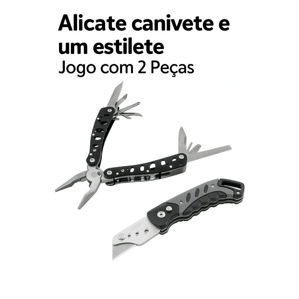 Kit 2 Peças Alicate e Canivete Multifunção Vonder - Ferramenta Multiuso com Estilete