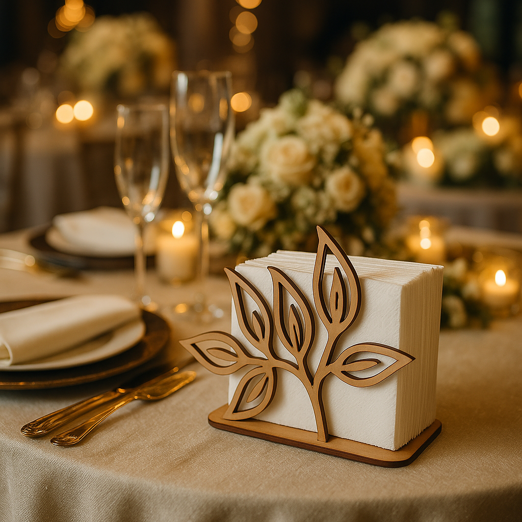 Kit 15 Portas Guardanapos Floral Decoração Festa Casamento em Madeira MDF