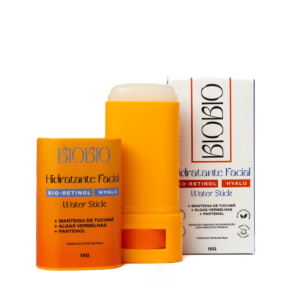 Bastão Hidratante Facial Bio Retinol Hyalu BioBio Vegano Skincare Pele Sensível Ácido Hialurônico
