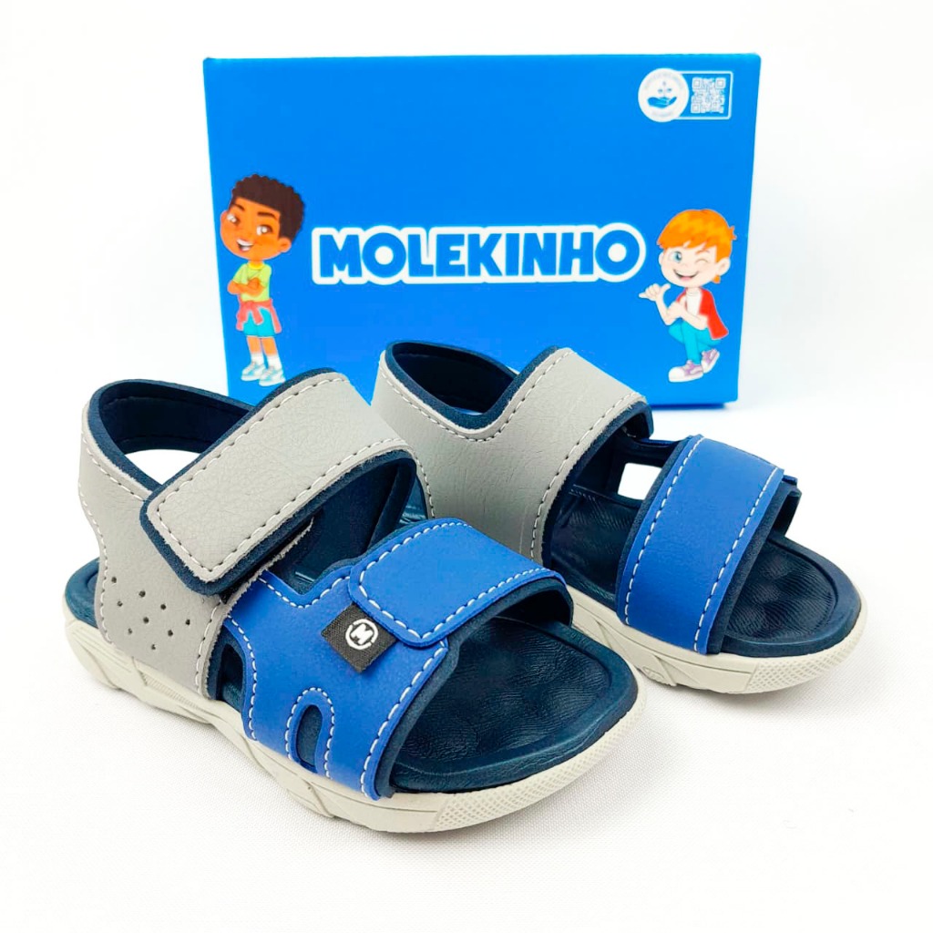 Sandália Papete Menino Molekinho Casual Escolar Anatômica Super Confortável Velcro Infantil Original em Oferta na Shopee