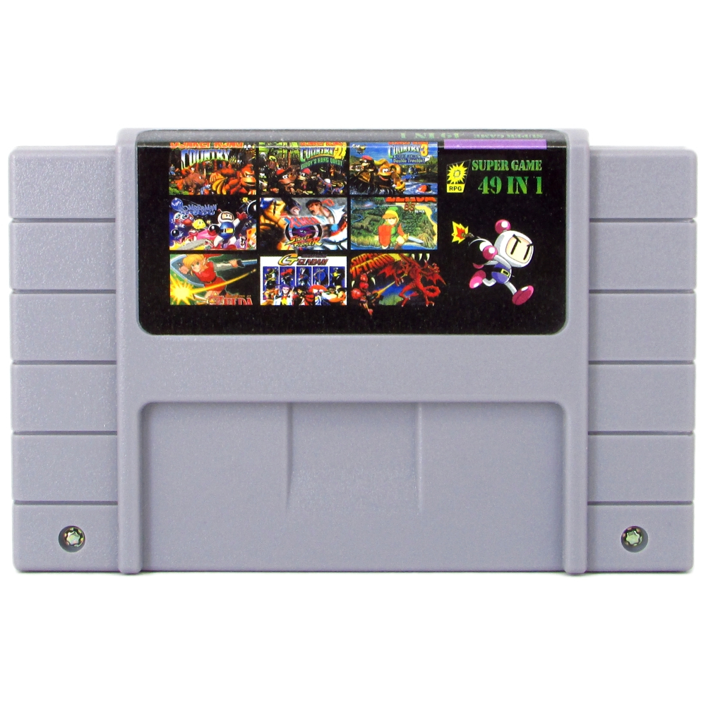 Fita / Cartucho Super 49 In 1 (49 em 1) Jogos Super Nintendo Salvando Trilogia Donkey Kong Bomberman Super Mario