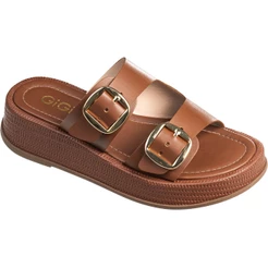 Sandália Feminina Papete Anabela Flatform Casual Fivelas Laterais Sola Tressê Confortável GiGiL