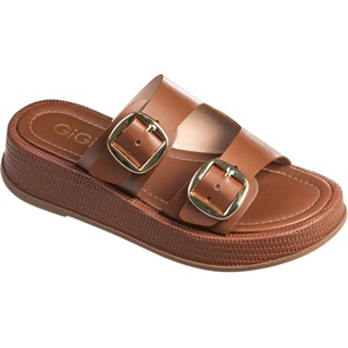 Sandália Feminina Papete Anabela Flatform Casual Fivelas Laterais Sola Tressê Confortável GiGiL em Oferta na Shopee