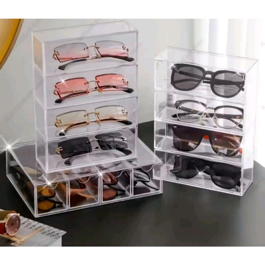 Organizador de Óculos, Relógios e Acessórios em Acrílico Transparente com Gavetas Deslizantes em Oferta na Shopee