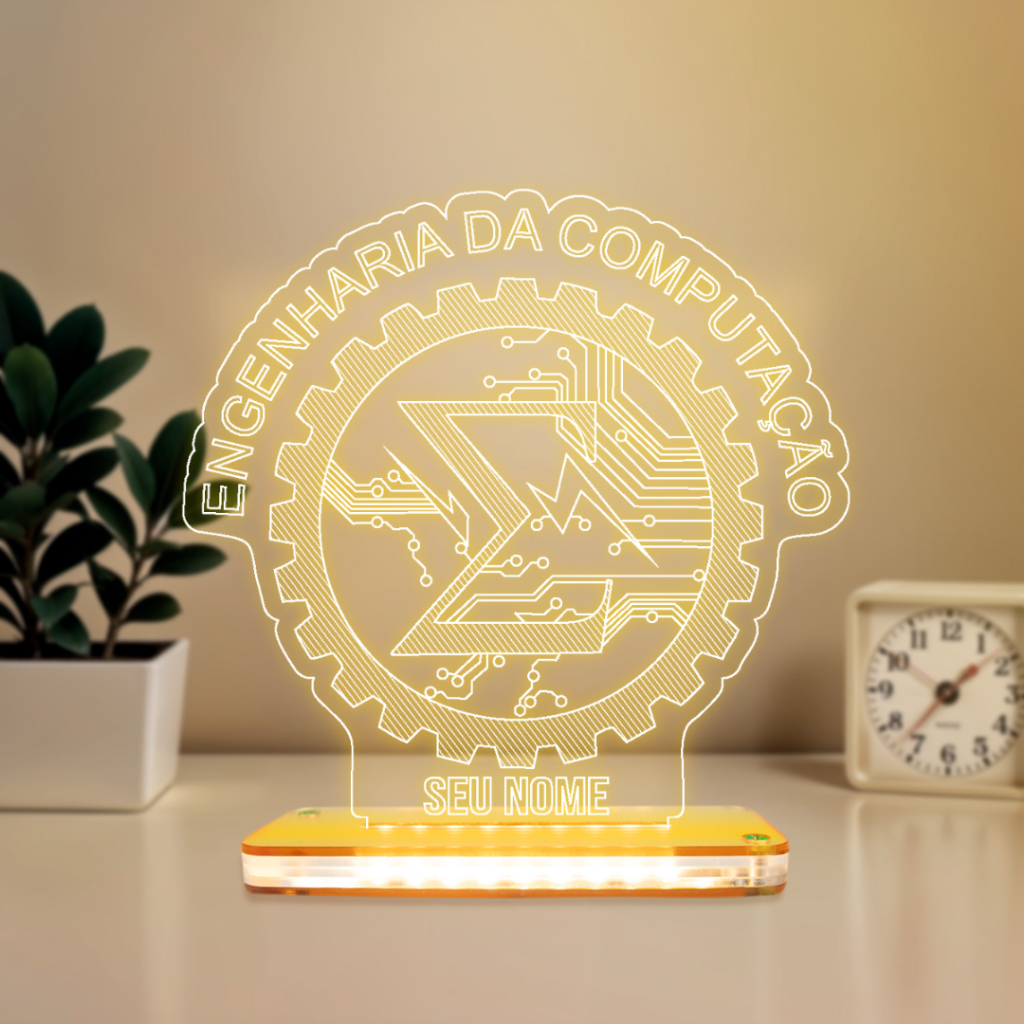 Luminária LED 3D de Mesa/Luz Noturna Presente Criativo/Decoração-Engenharia da Computação, Personalizável de Engenharia