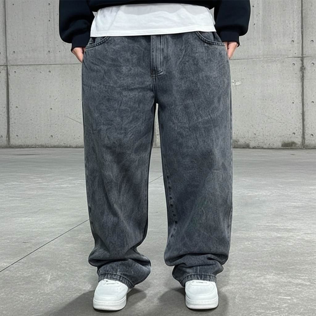 Calça Baggy balao Jeans Boca Larga pants cân Sk8 Estilosa Moda Masculina Dazzling 100 % Algodão Estilosa TOP 1