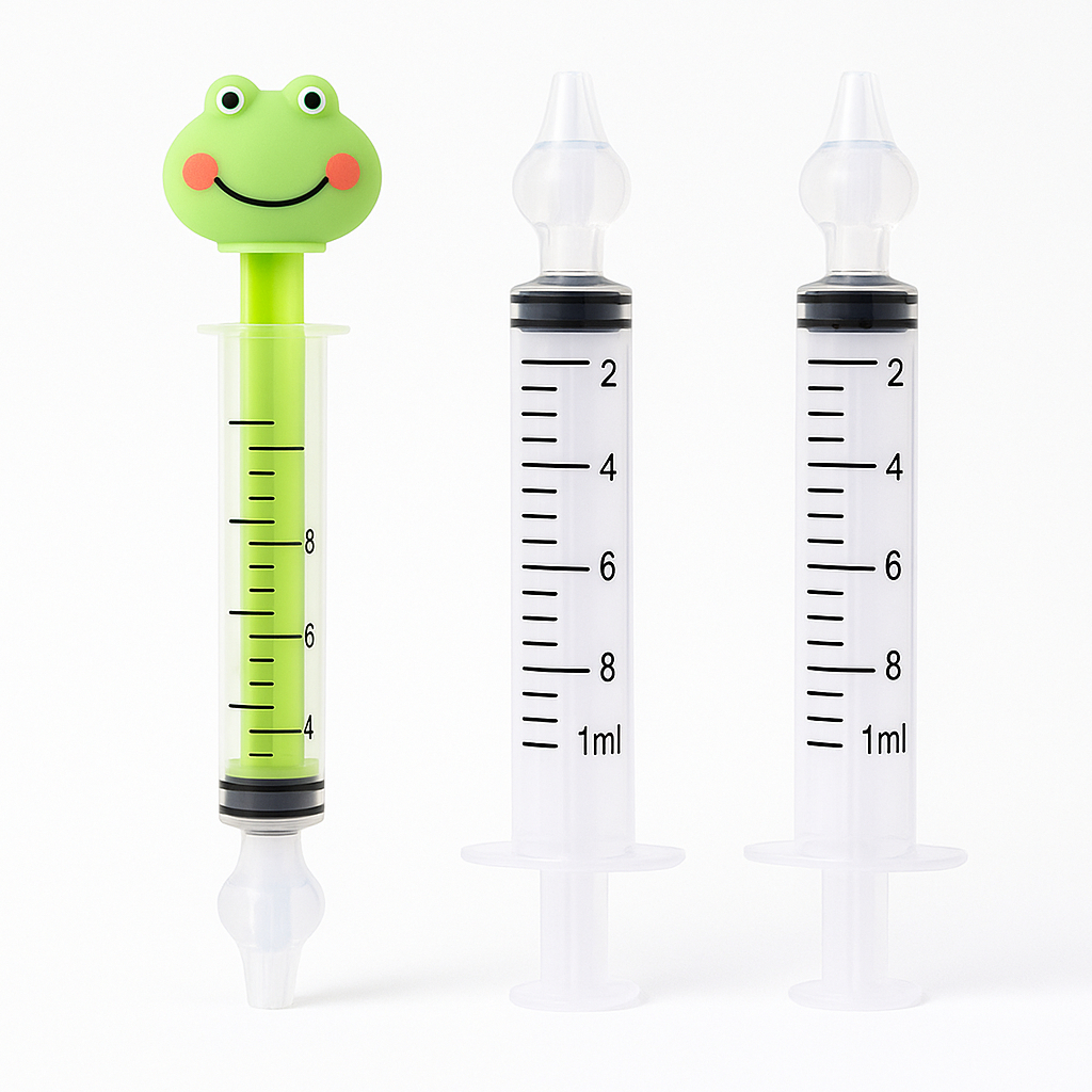 Kit Seringa Lavador Limpador Nasal Macio Ponta Flexível Seringa Sapinho Silicone Catarro Sinusite