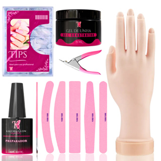 Kit Completo com Mão de Treino para Unhas Gel Porcelana Fibra Alongamento Profissional em Oferta na Shopee