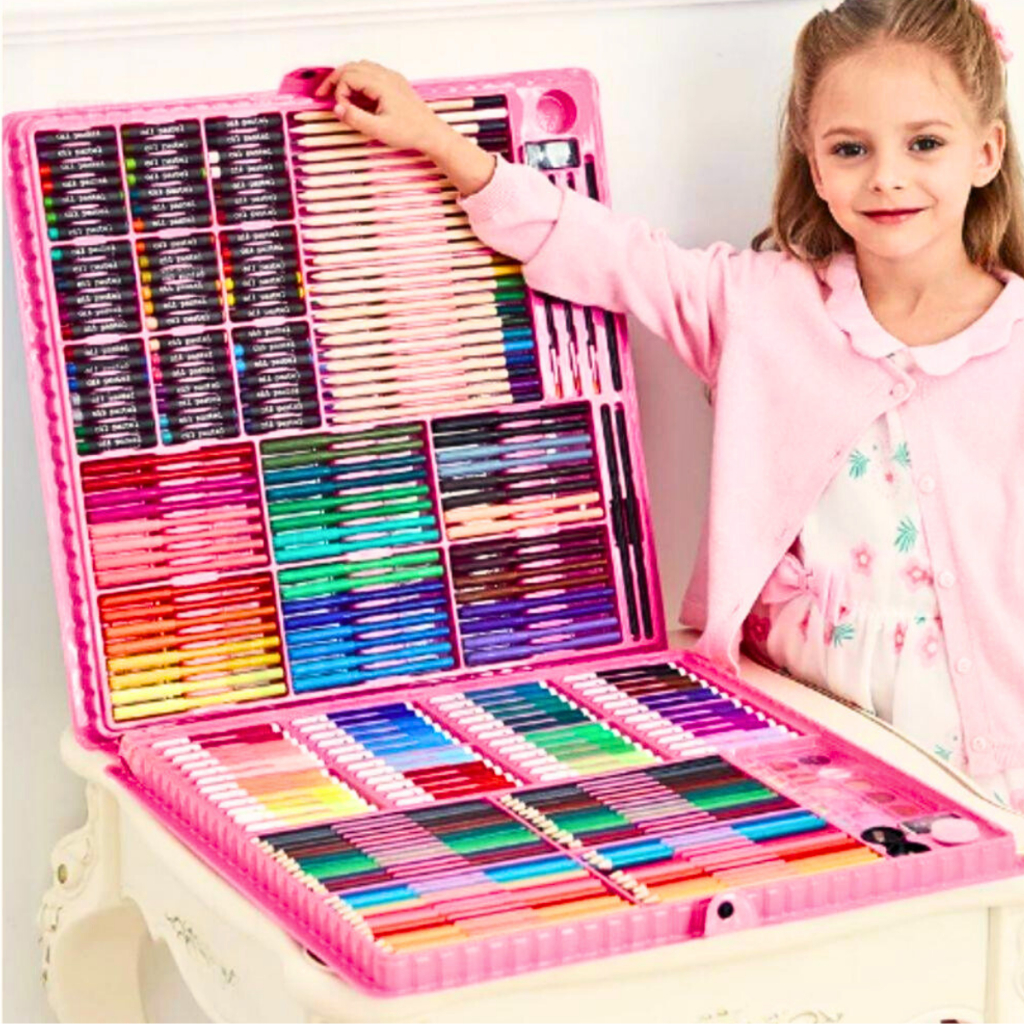 Estojo Maleta Pintura Infantil Lápis Cores Giz Canetinhas e Diversos Tamanhos Desenhos Para Colorir em Oferta na Shopee