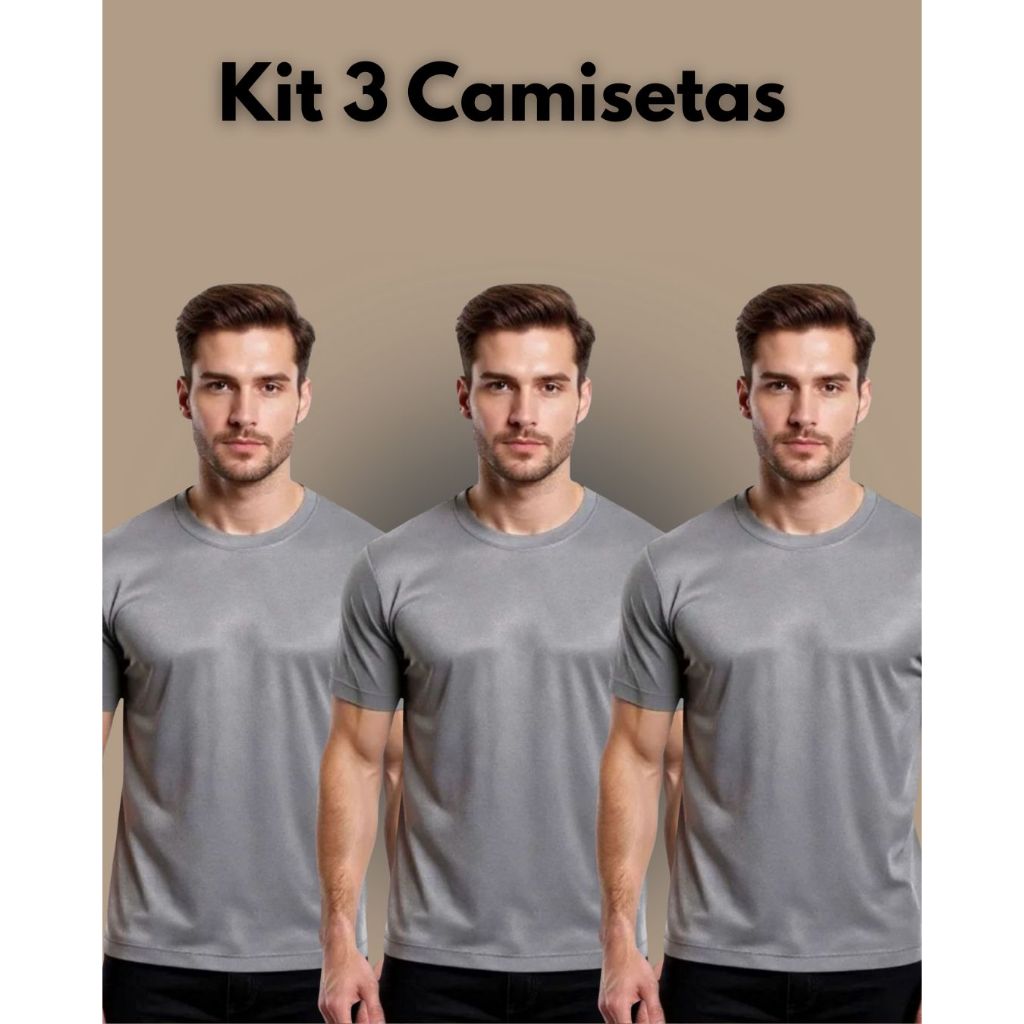 Kit 3 Camisetas Dry Fit Casual Masculino Confortável Para Academia Corrida Esportes