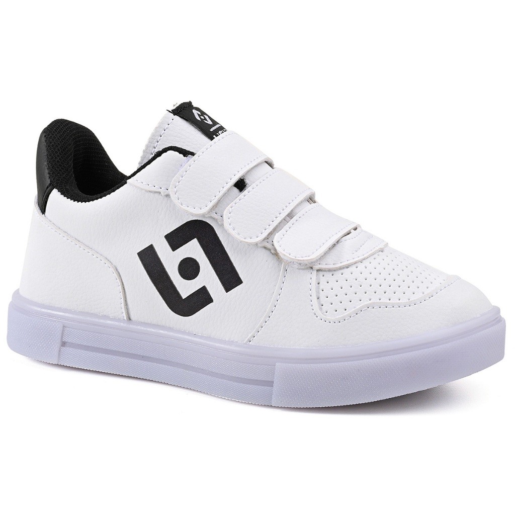 Tênis Infantil com LED na Sola para Meninos de Velcro Básico e Casual + Relógio Digital