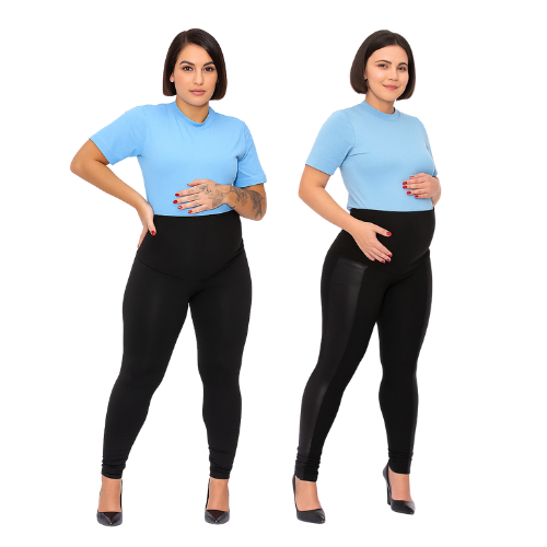 KIT Maternidade com 2 Peças Calças Montaria Cirre Gestante +  Legging Básica Preta Para Grávida