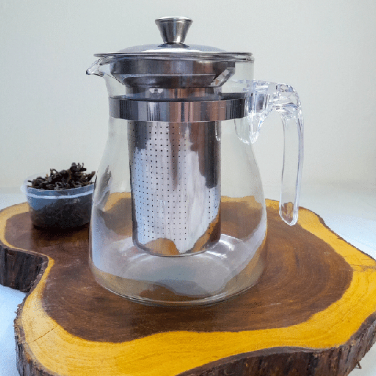 Kit Chaleira Bule Infusor P/ Chá Café Vidro 500ml Aço Inox Alça Acrílico Infusor De Vidro Presente