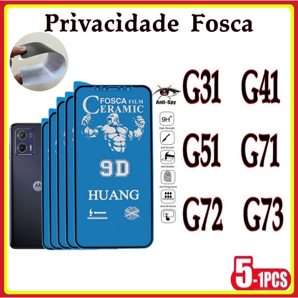 Película Privativa Fosca Anti-Spy Matte Cerâmica Hidrogel MOTO G31 G41 G51 G71 G72 G73 em Oferta na Shopee