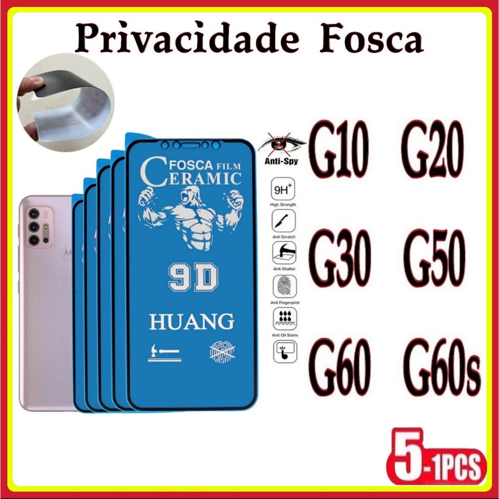 Película Privativa Fosca Anti-Spy Matte Cerâmica Hidrogel MOTO G10 G20 G30 G50 G60 G60S em Oferta na Shopee