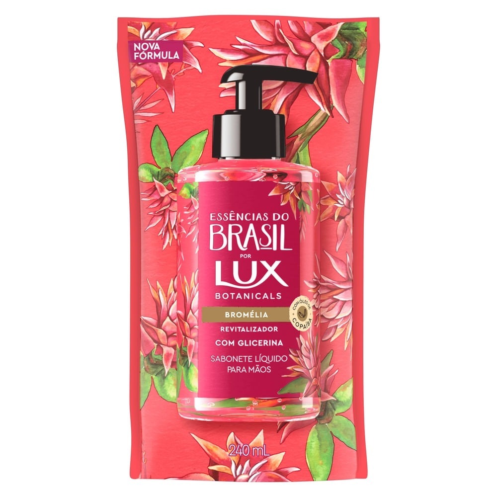 Sabonete Líquido Lux Glicerina Bromélia Mãos Refil Com 240ml