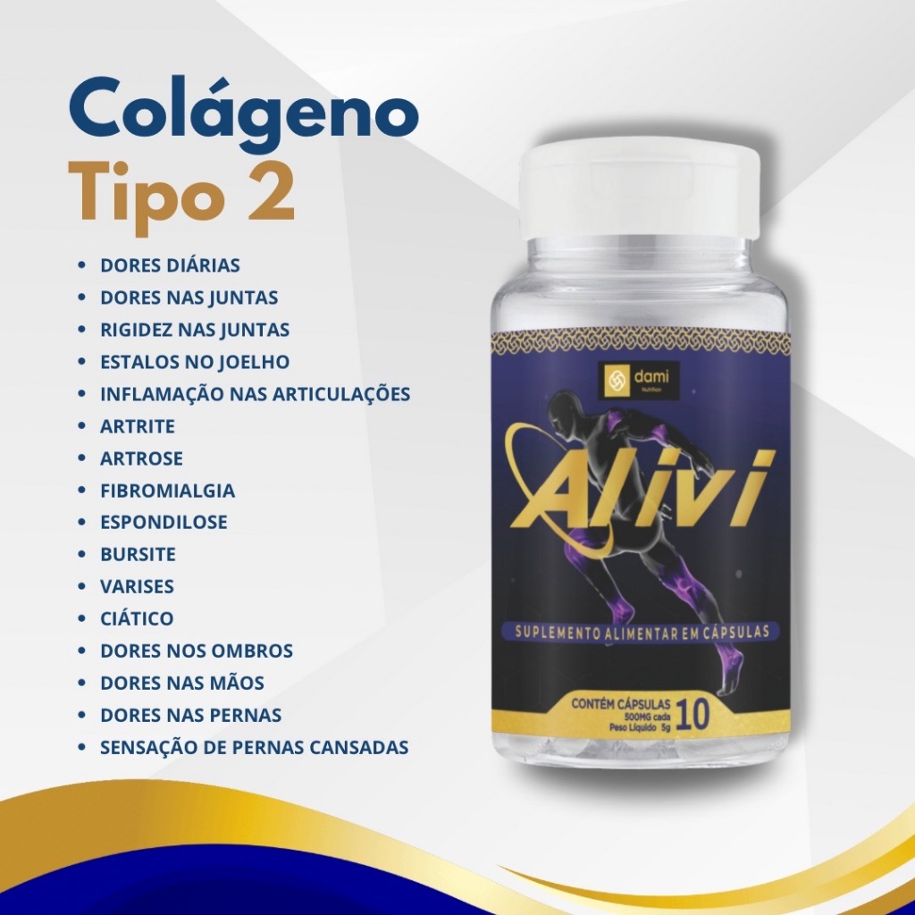 Detalhes do Alivi Colágeno Tipo 2 - 2 Potes 20 Cápsulas - Envio Imediato