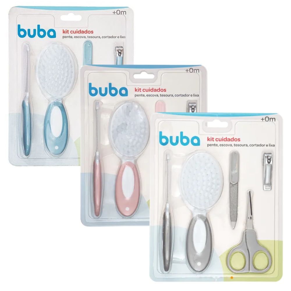 Kit Cuidados Bebê Higiene Buba Cortador De Unha + Pente + Escova + Lixa Infantil Bebe Recem Nascido