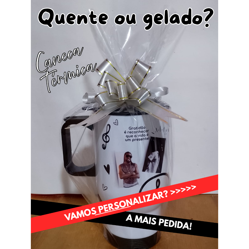 CANECA TÉRMICA 475ML PERSONAIZADA COM NOME/FOTO/FRASE PARA BEBIDA QUENTE OU GELADA