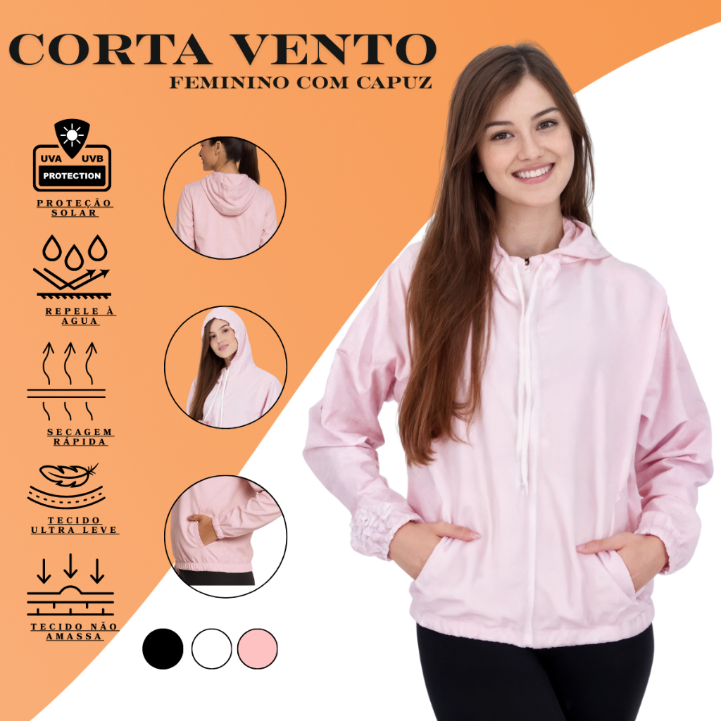 Blusa Jaqueta Casaco Corta Vento Feminino Leve Seca Rapido Ultra Leve Proteção UV
