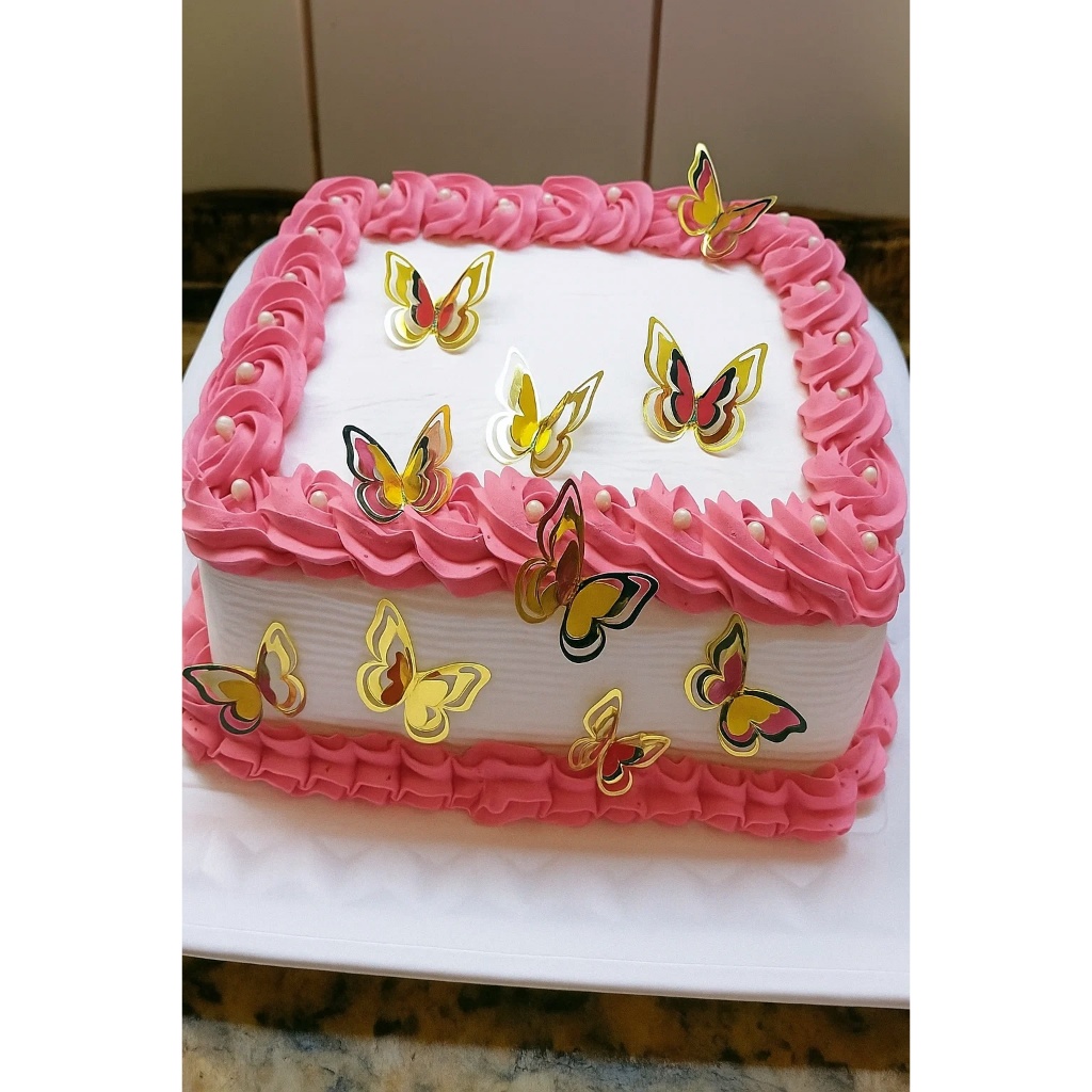 ENVIO RÁPIDO - Kit 30  apliques Borboletas  dourada-borboletas  3D decorativas lamicote -topo de bolo  borboletas
