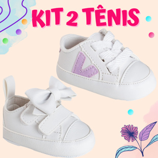 Kit 2 Tênis Infantil Bebê Menina Primeiros Passos Antiderrapante Confortável Leve em Oferta na Shopee