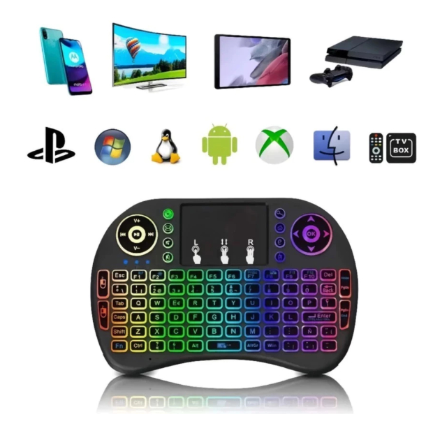 Mini Teclado Controle Sem Fio COM Led Para Tv Box E projeto Smart Tv Pc MO-i8 em Oferta na Shopee