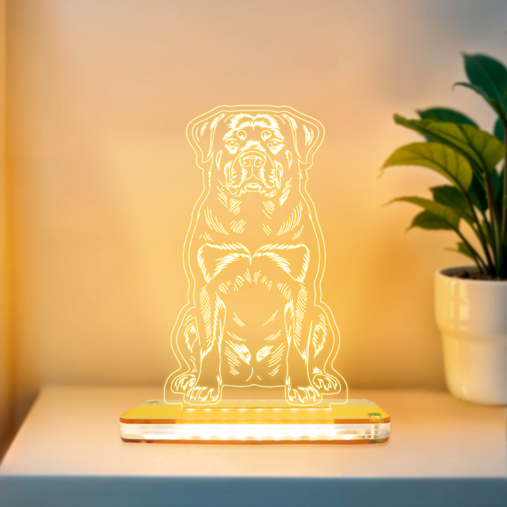 Luminária LED 3D de Mesa/Luz Noturna Presente Criativo/Decoração-Pet, Rottweiler