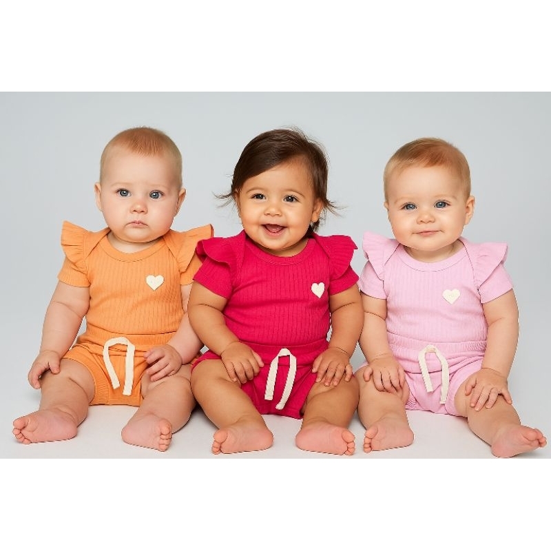 Conjunto Ribana Canelada Body com Short infantil de MENINA!