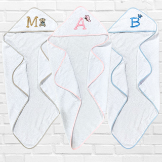 Toalha De Banho Personalizada Inicial Nome Do Bebe C/ Capuz Menino Menina Bordado 100% Algodão em Oferta na Shopee