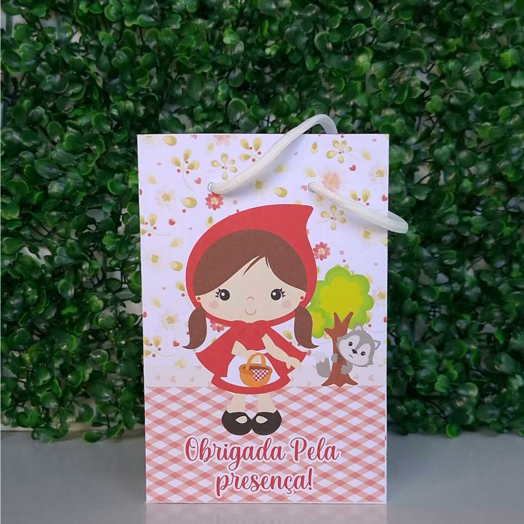 Sacolinha Personalizada (P) Chapeuzinho Vermelho para Festa Lembracinhas Aniversário PEGUE E MONTE