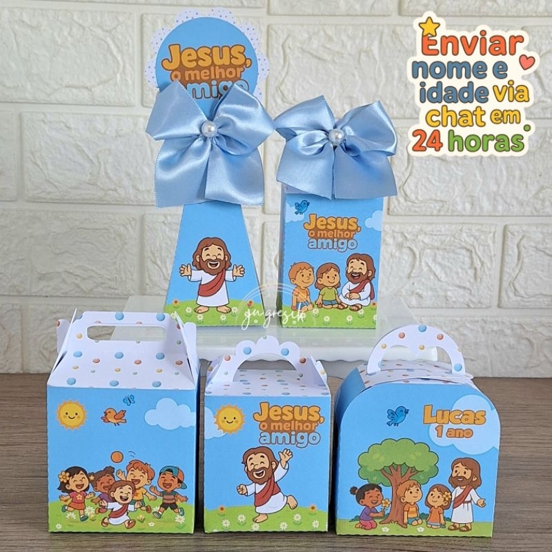 Kit Festa Personalizados Jesus o Melhor Amigo Lembrancinhas Personalizadas, evangélica infantil Crianças, Caixinhas
