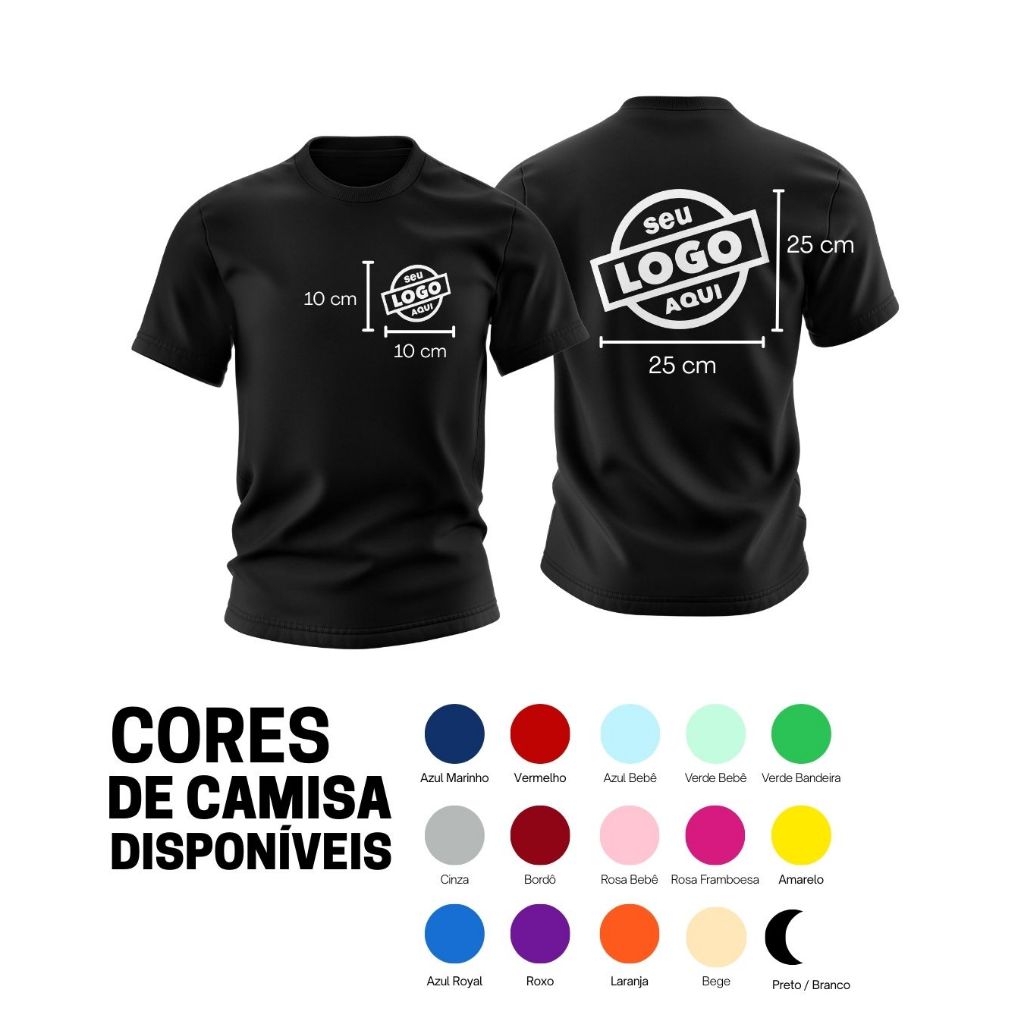 Camiseta Personalizada Com Sua Logo Uniforme 100% Algodão Premium em Oferta na Shopee