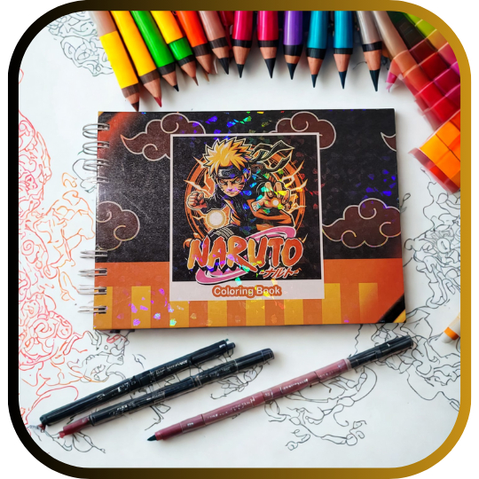 Livro De Colorir Naruto, Capa Dura, Desenhos Variados, Relaxa, Combate Estresse E Estimula A Criatividade! Presente