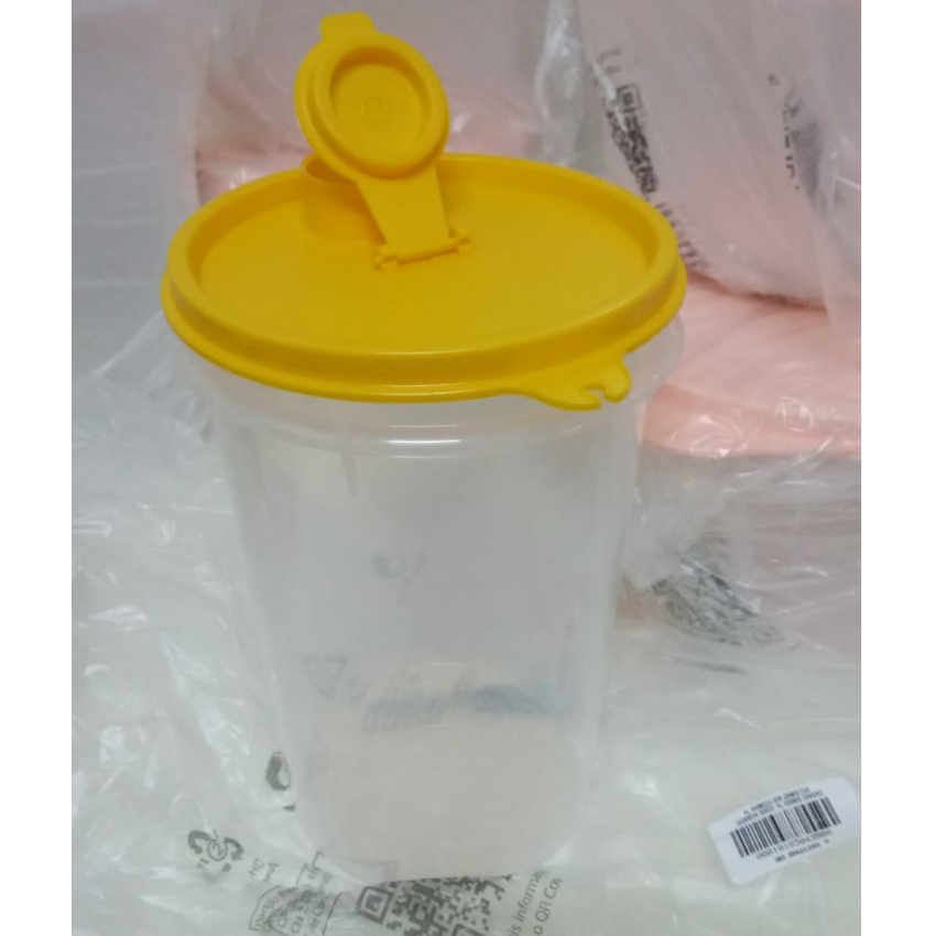 Tupperware Guarda Suco 1 litro Translúcido Tampa Amarela