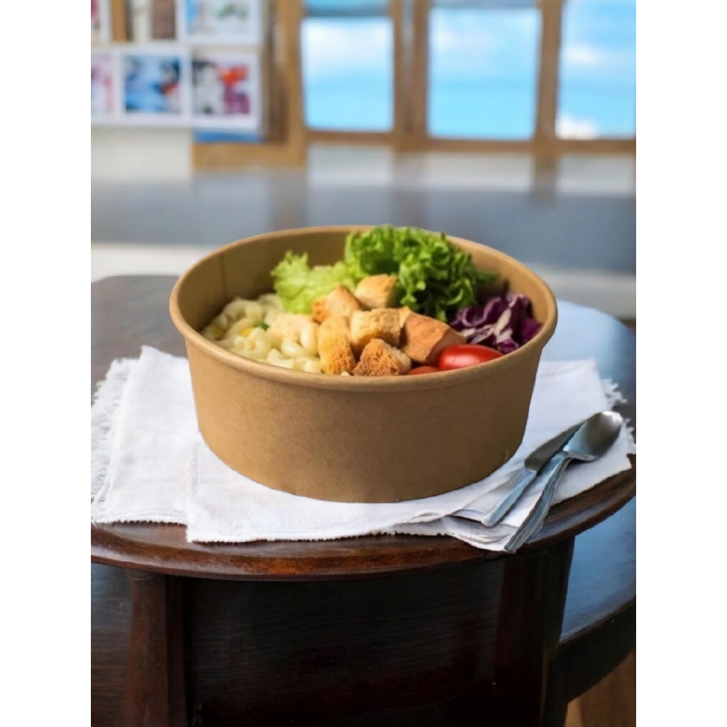 50 Embalagem Pote Bowl Kraft 1000ml Tampa Marmita Quentinha Japones Poke Fast Food Lanchonete