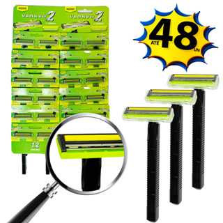 Kit 48 Barbeador Masculino e Feminino Aparelho de Barbear Intimo Descartável com Fita Lubrificante em Oferta na Shopee