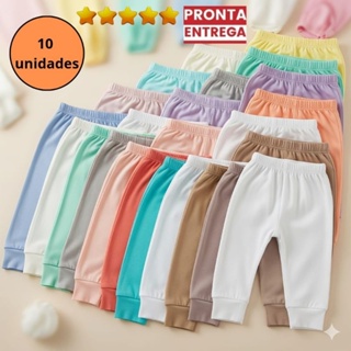 10 Mijão Calça Sem pé Bebê 100% Algodão RN P M G  GG  Menino  Menina Neutro em Oferta na Shopee
