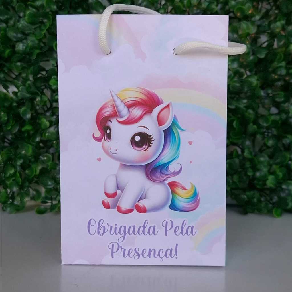 Sacolinha Personalizada (P) Unicórnio para Festa Lembrancinha Aniversário