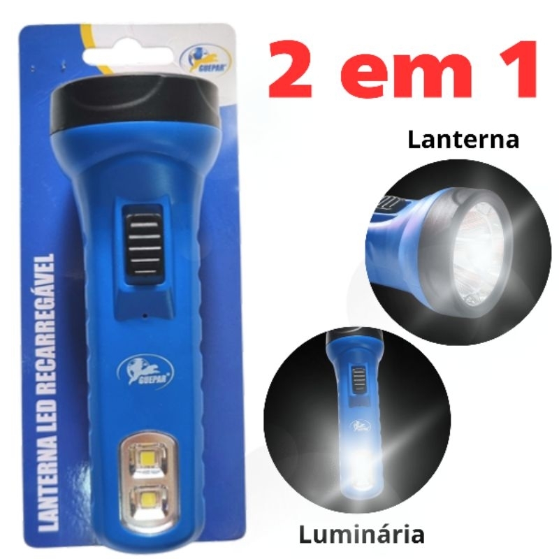 Lanterna LED recarregável | luminária de emergência | potente camping | lanterna de mão
