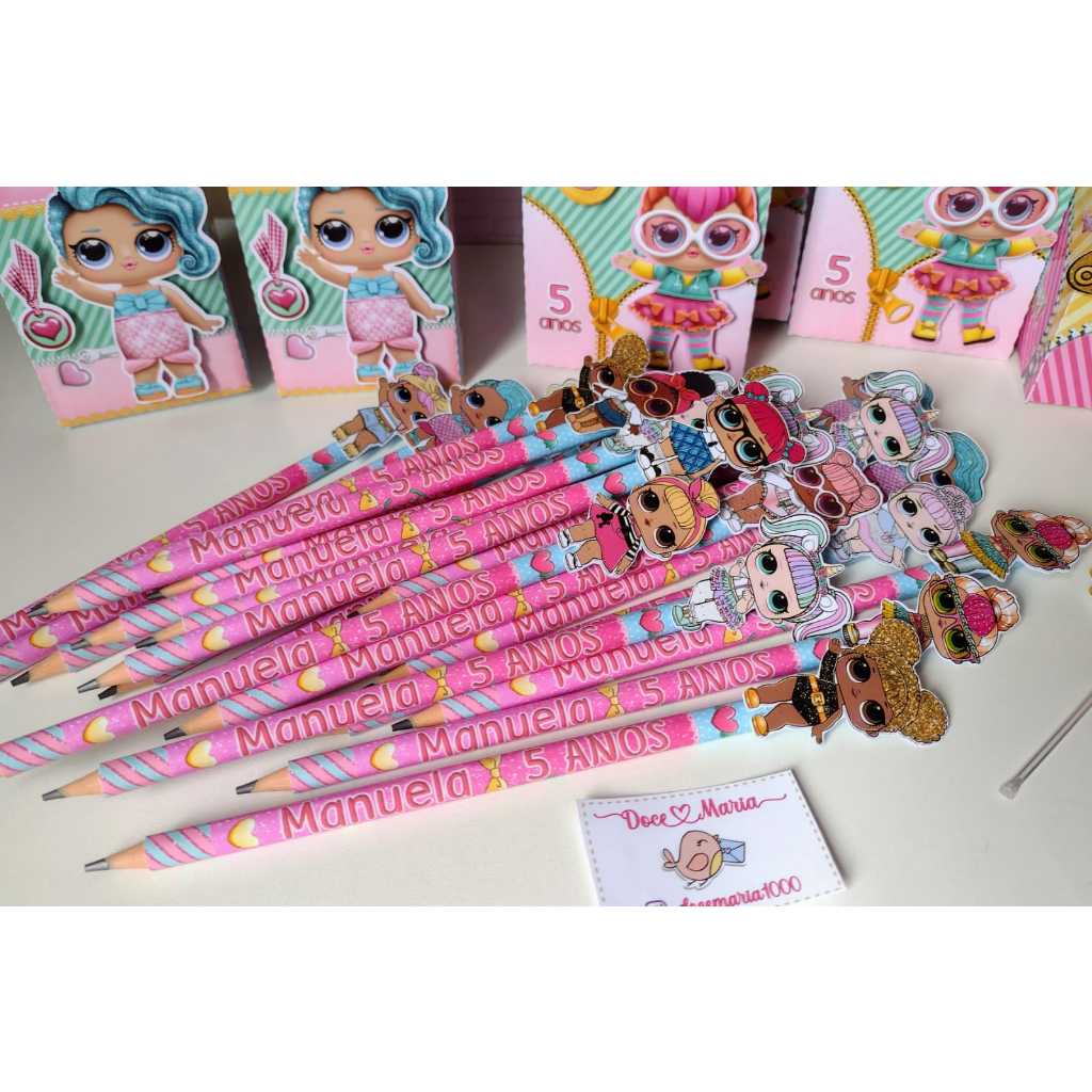 kit com 10 Lápis Personalizado LOL FAZEMOS TODOS OS TEMAS Lembrança  Aniversário nascimento Chá Revelacão, lembrancinha,